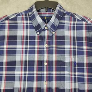 Ralph‎ Lauren Men's Short Sleeve Button Shirt Plaid Blue Multicolor XL Cotton